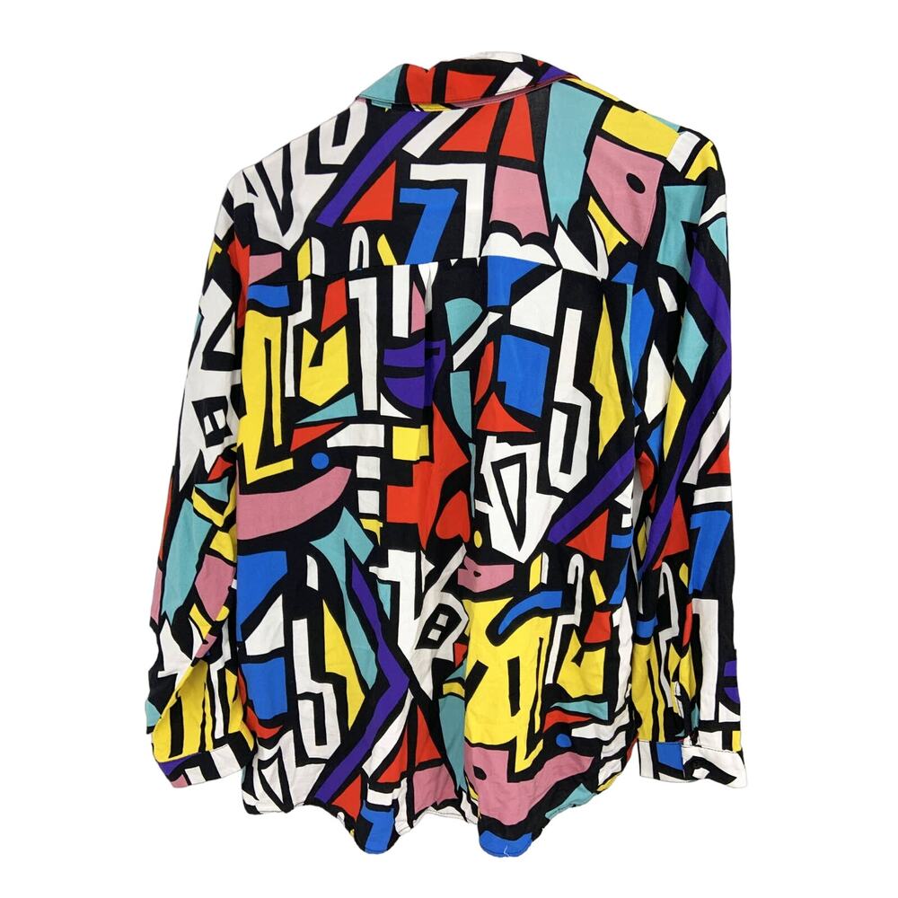 Big Dart MOD Button Front Shirt Multicolor Abstract Print Colorful Size 44 US L - Picture 4 of 5